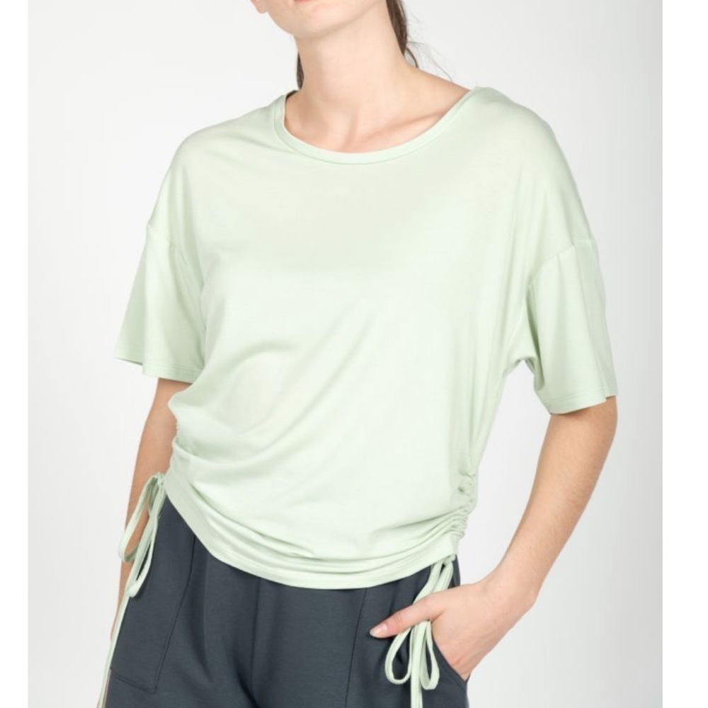 24 Colours Green T-Shirt with Side Tie Ruching